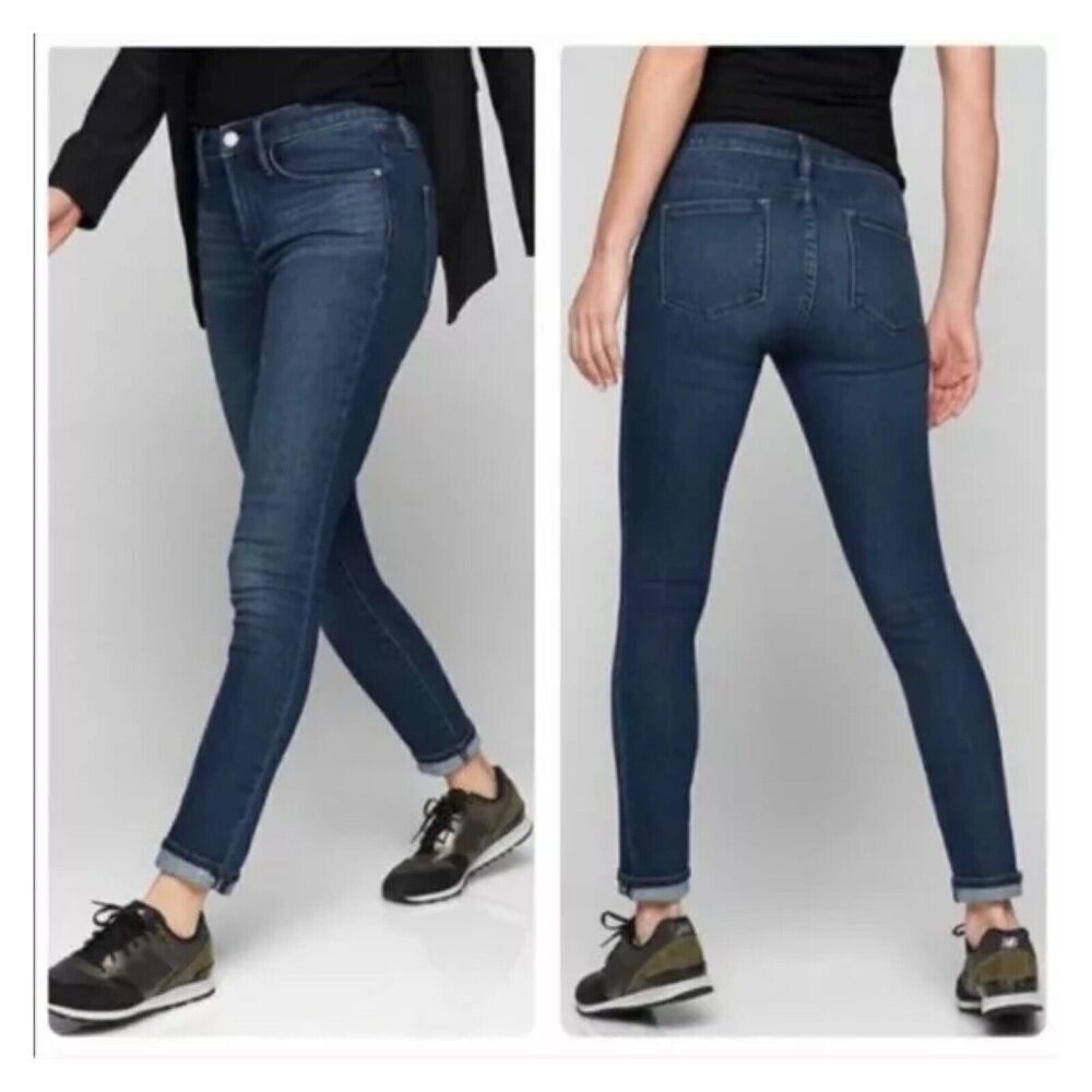 Athleta Sculptek Jeans 6 Mid Rise Sculpting Dark Wash Stretch Denim Size 6